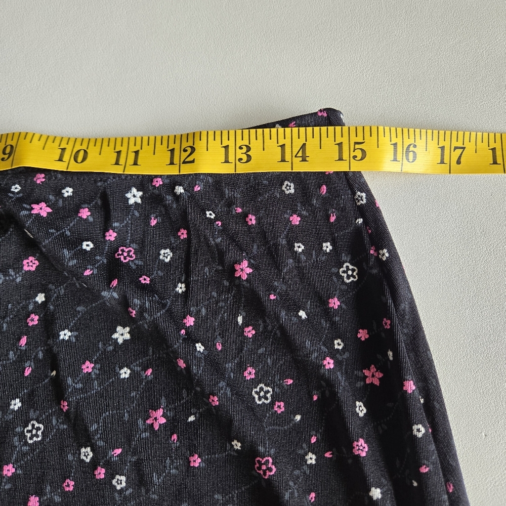 JM Collection Black Floral Stretch Maxi Skirt Size L Y2K 90s Boho Grunge Cottage - Picture 7 of 10